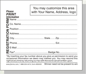 registration form 83430 four and one quarter inch wide by two and three quarter inch high
