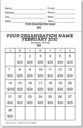 one month raffle calendar