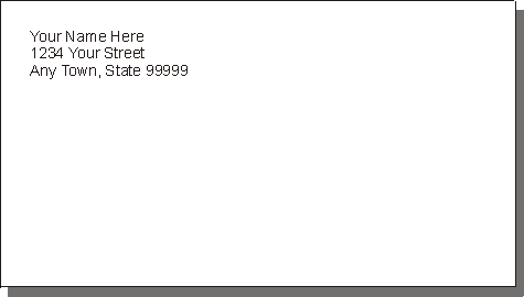 small regular envelope three and five eighths inch high by six and one half inch wide