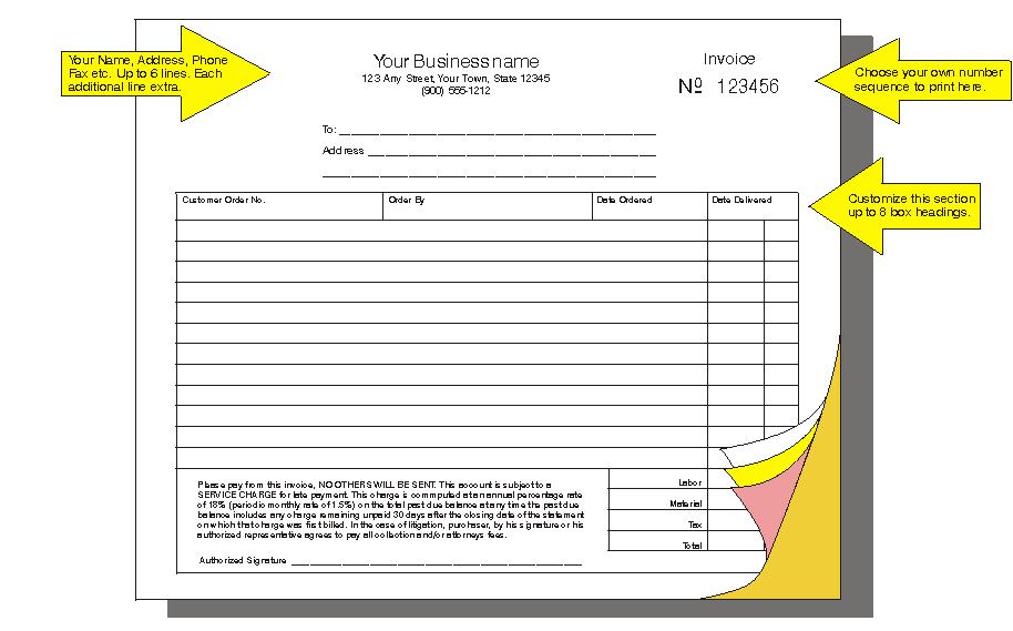 invoice 82940 eight and one half inch wide by seven inch high