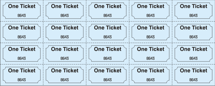 sheet ticket 20151 two inch by one inch twenty on a sheet