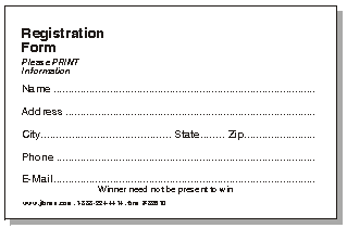 registration form 82610 four and one quarter inch wide by three and five eighths inch high