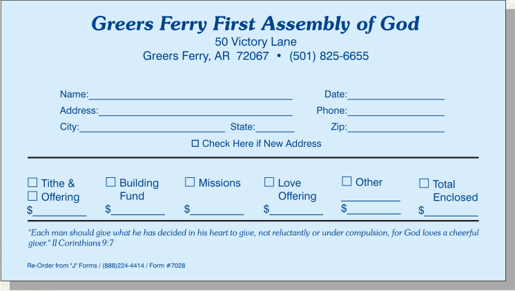 standard tithe envelope sample