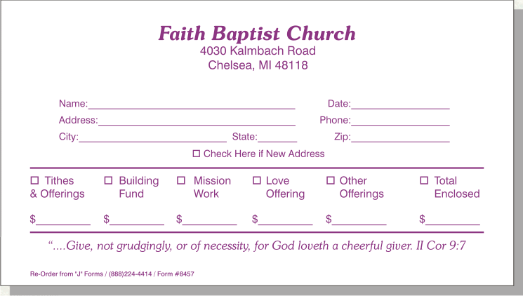 standard tithe envelope sample