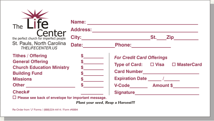 standard tithe envelope sample