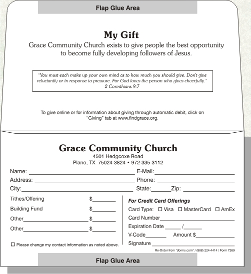 security tithe envelope sample inside